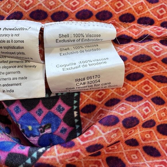 BHANUNI Anthropologie Viscose Emilia Peasant Vibrant Pink Oversize Beaded Top XS - Picture 12 of 14